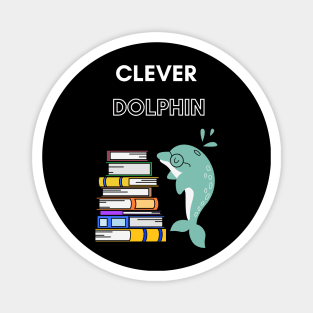 Funny dolphin in glasses reading books Magnet